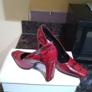 Womens Red Snake leather High Heel  Shoes Size 8
